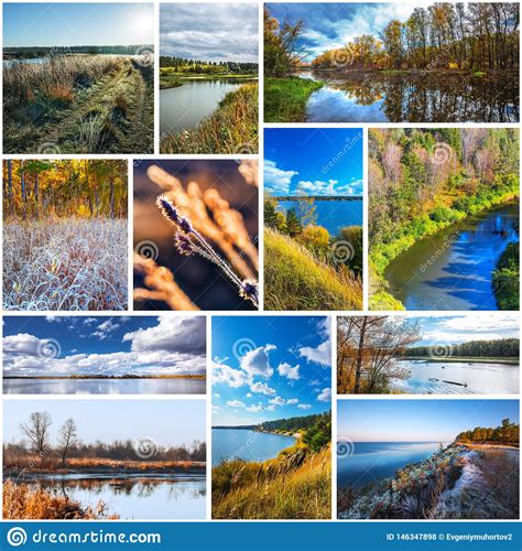 Collage De Las Fotos De La Naturaleza De La Estaci N Del Oto O Foto De