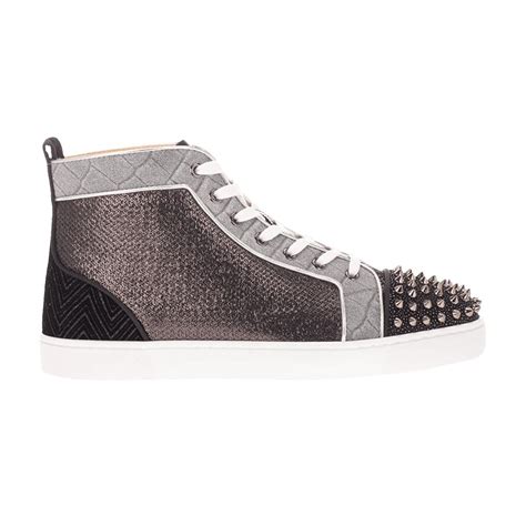 Christian Louboutin Lou Spikes Orlato Flat Black Silver In Gray For