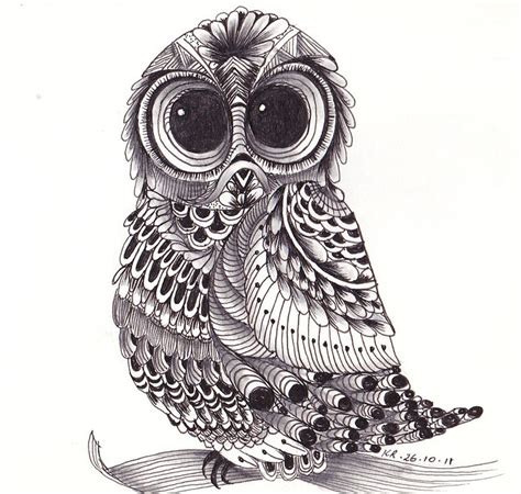 Zentangle Owl By Kerryn Rowe Tangle Art Owls Drawing Zentangle Art