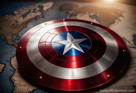 realistic captain america shield with claw marks on an abstract vintage ...