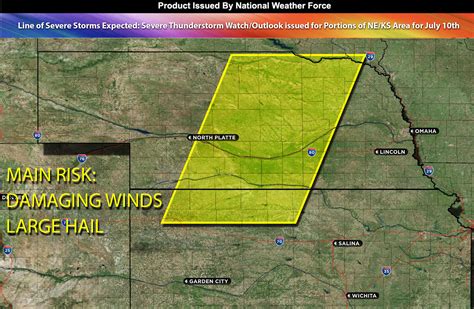 Line Of Severe Storms Expected Severe Thunderstorm Watch Outlook Issued For Portions Of Ne Ks