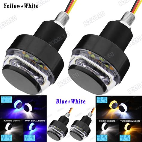 Pcs Motorcycle Turn Signal Lights White Yellow Blue Led Handle Bar End