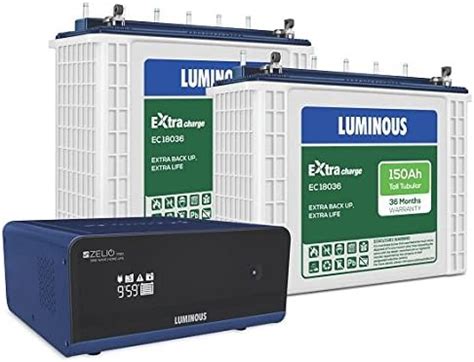 Luminous Inverter Battery Combo Zelio Pure Sine Wave Va V