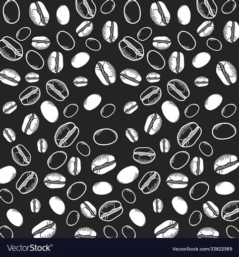 Coffee black and white beans background Royalty Free Vector