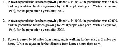 Solved A Town S Population Has Been Growing Linearly In Chegg