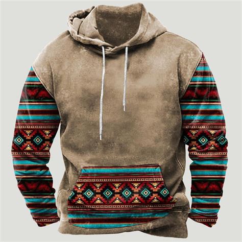 Cflvaek Aztec Hooded Sweatshirts For Men Big And Tall Long Sleeve Fall