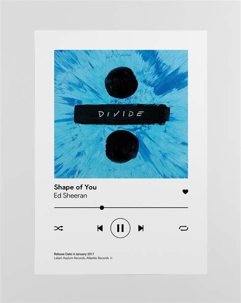 Shape Of You Ed Sheeran Spotify Poster Print Music Poster Etsy