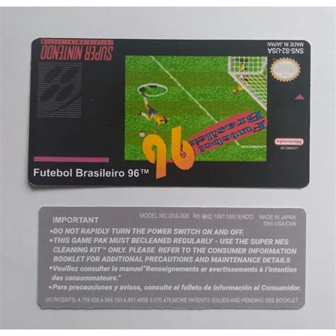 LABEL ETIQUETA FUTEBOL BRASILEIRO 96 PARA CARTUCHO DE SUPER NINTENDO