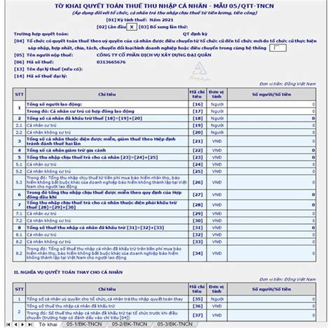 Hướng dẫn lập tờ khai quyết toán thuế tncn 2023