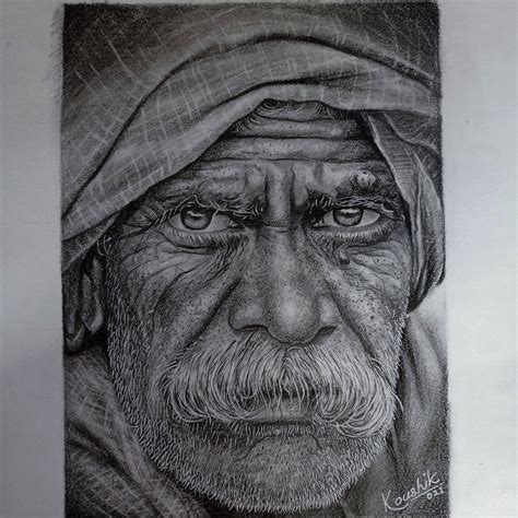 Realistic Old Man Drawing