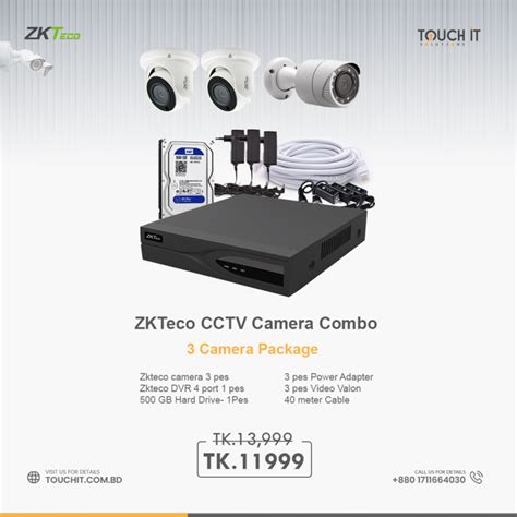 ZKTeco 2mp HD Camera combo package 3 Camera