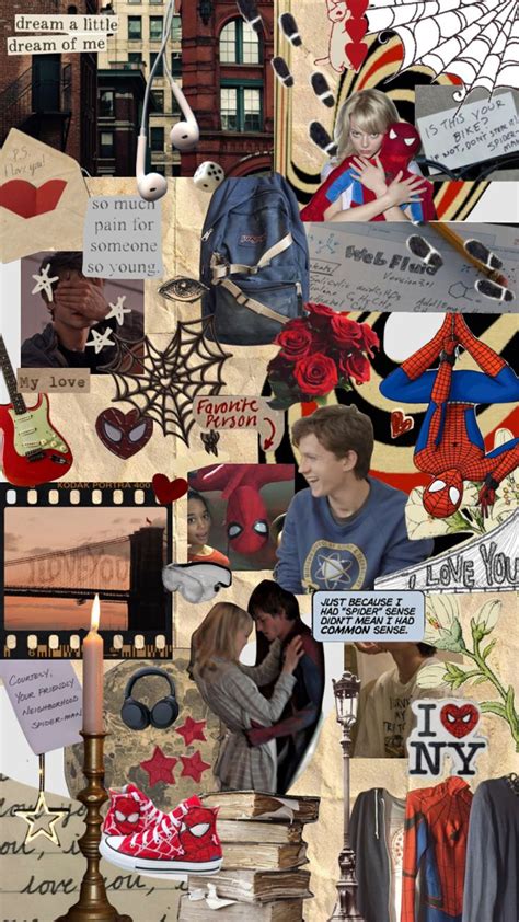 Spiderman Peterparker Aesthetic Collage Love Marvel Mcu Tasm