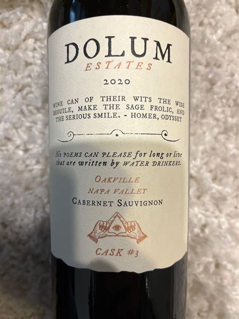 2020 Dolum Estates Cabernet Sauvignon Cask 3 USA California Napa