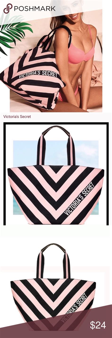 Victoria Secrets Blk Pink Stripe Tote Victoria Secrets NWT Tote NWT