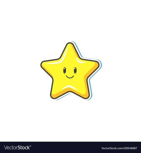 Flat cartoon star with smiling face Royalty Free Vector