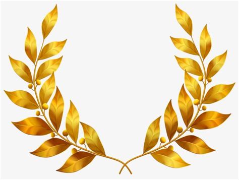 Golden Laurel Leaves PNG Image