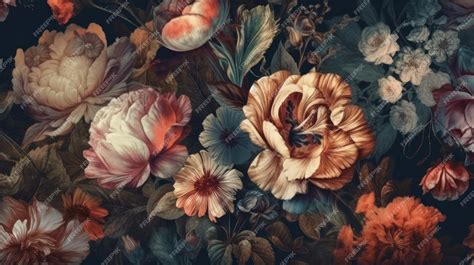 Premium Ai Image Vintage Botanical Wallpaper With Beautiful Flower