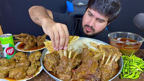 ASMR Eating Spicy Mutton Chops Curry Spicy Chicken Legs Curry Rice