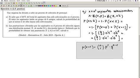 BIN 02 Ejercicio De DISTRIBUCION BINOMIAL Y NORMAL Bachillerato II