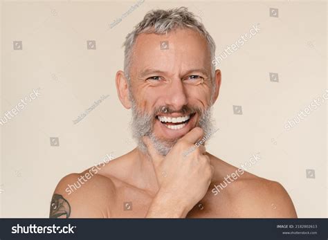 Smiling Caucasian Mature Middleaged Man Bare Stock Photo 2182802613 Shutterstock