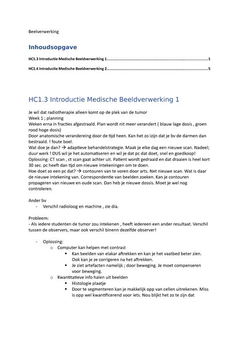 Hc Week Technisch Beelverwerking Inhoudsopgave Hc Introductie