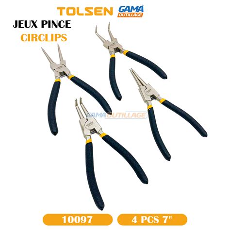 JEUX PINCE CIRCLIPS 4 PCS 7 TOLSEN GAMA OUTILLAGE Algérie