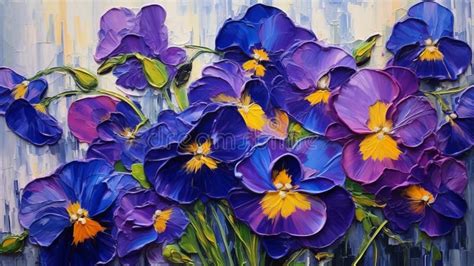 Stunning Pansy Art Impasto Painting In Charles Rennie Mackintosh Style