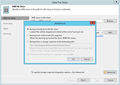 Step 3 Specify Advanced SMB File Share Settings Veeam Backup Guide