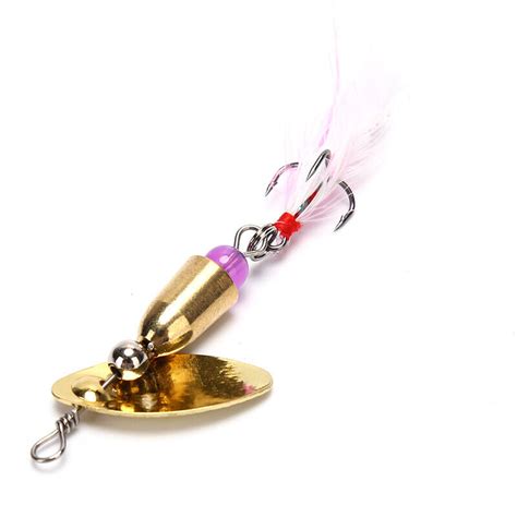 Rotating Spinner Sequins Fishing Lure Wobbler Bait With Feather Fishing