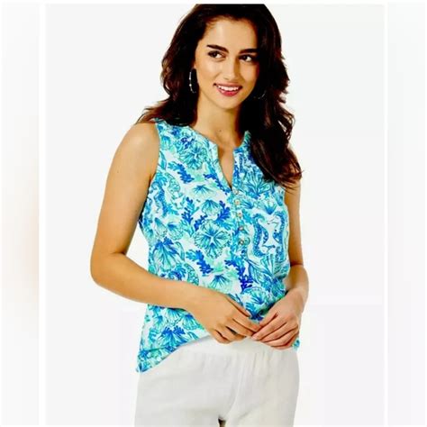 Lilly Pulitzer Tops Lilly Pulitzer Essie Top Xxl Seaglass Aqua