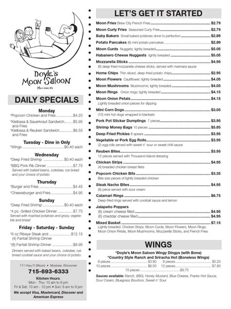 Doyles-Menu FB | PDF