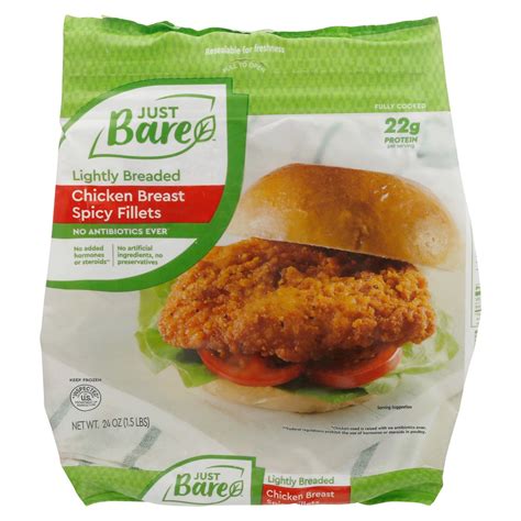 Just BARE Chicken Breast Spicy Fillets Lightly Breaded 24 Oz Shipt