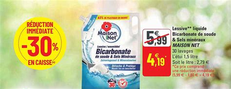 Promo Lessive Liquide Bicarbonate De Soude Sels Minéraux Maison Net