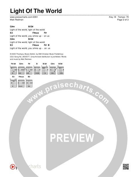 Light Of The World Chords PDF (Matt Redman) - PraiseCharts