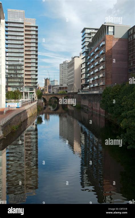 The River Irwell From Trinity Bridge Salford Manchester England Uk