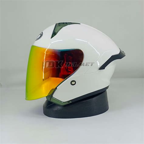 PUTIH Half Face DYR Subaru Solid White Glossy Helmet Handsome Package