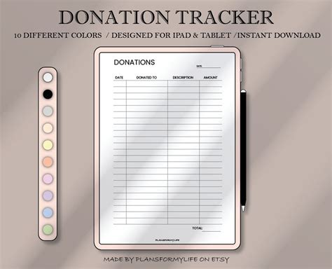 Donation Tracker Tithe Tracker Giving Log Charitable Donations Financial Planner Goodnotes