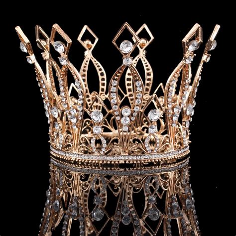 3 9 Tall Royal Wedding Tiara Bridal Pageant Beauty Contest Rhinestone Tiara Rose Gold Color