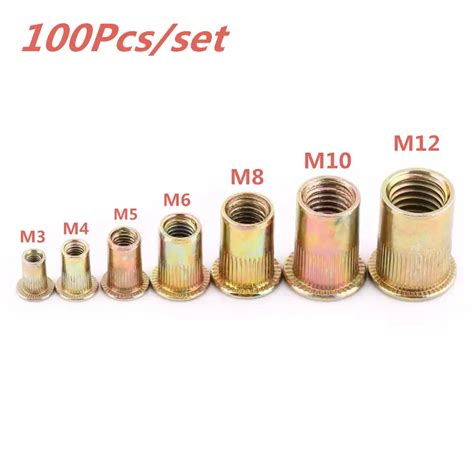 M M Flat Head Metric Threaded Blind Rivet Nut Insert Rivnut Nutsert