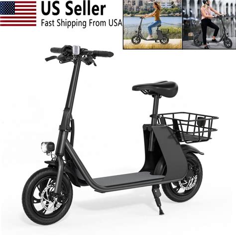 Lohoms 450w Foldable Electric Scooter Bike Adult E Scooter With Seat Basket 12in Off Road