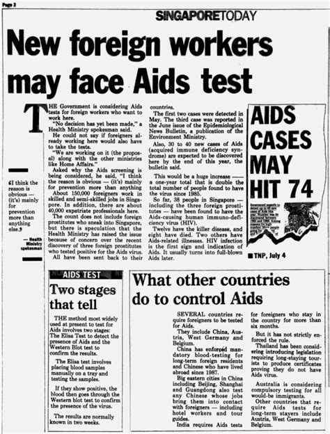 Archive Of New Foreign Workers May Face Aids Test The New Paper 17