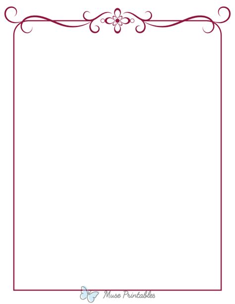 Printable Burgundy Simple Ornate Page Border