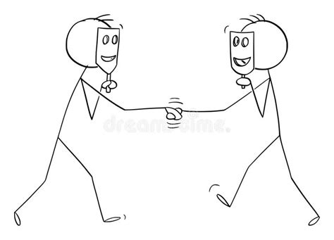 Business Stick Figures Shaking Hands