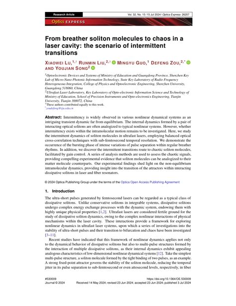 Pdf From Breather Soliton Molecules To Chaos In A Laser Cavity The