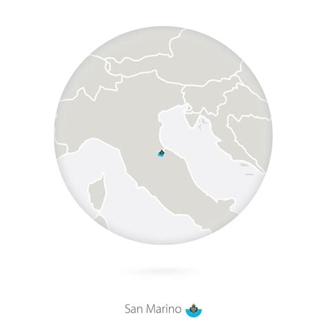 Mapa De San Marino Y Bandera Nacional En Un Círculo Contorno De Mapa De