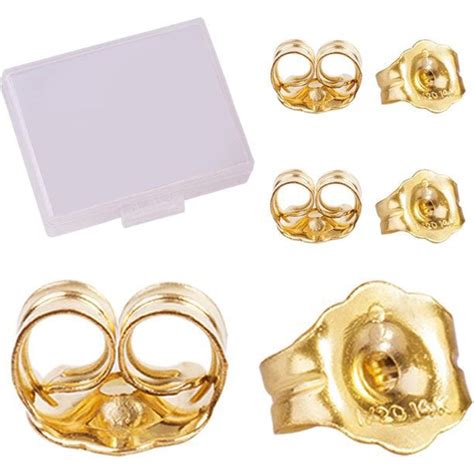 14k Gold Earring Backs for Studs Butterfly Safety Locking Earring Backs Replacements Push Back ...