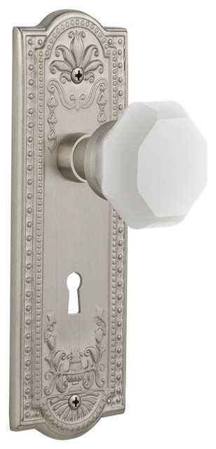 Meadows Plate Interior Mortise Waldorf White Milk Glass Knob Satin