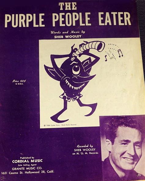 1958 The Purple People Eater Sheb Wooley Sheet Music Sheb Wooley People Eater Sheet Music