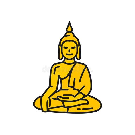 Big Buddha Large Golden Statue Prayer Lotus Pose Stock Vector