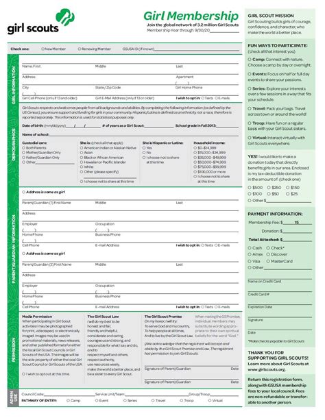 Girl Scouts Registration Form Printable Atlanta Printable Forms Free